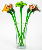 ARRANGEMENT OF 5 GLASS FLOWERS