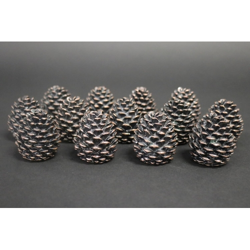 Array of decorative pine cones