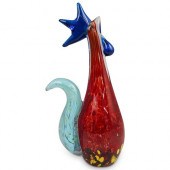 ART BLOWN GLASS ROOSTER SCULPT