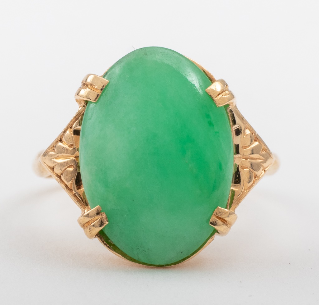 ART DECO 14K GOLD JADEITE