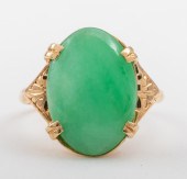 ART DECO 14K GOLD JADEITE CABO