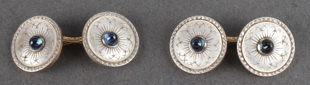 ART DECO 14K GOLD PLATINUM SAPPHIRE