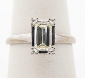 ART DECO 14K WHITE GOLD EMERAL
