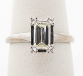 ART DECO 14K WHITE GOLD EMERAL