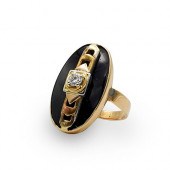 ART DECO 18K GOLD, DIAMOND AND