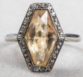 ART DECO 18K WHITE GOLD CITRIN