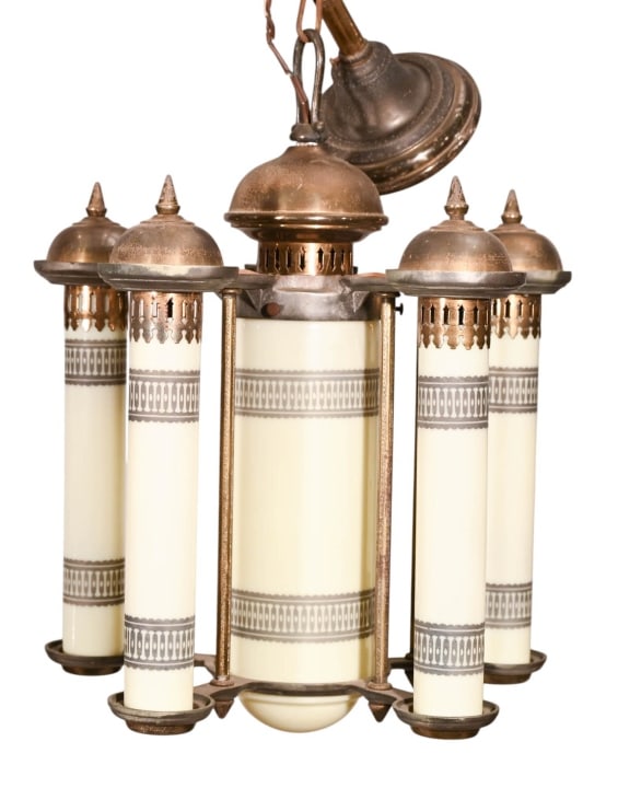 ART DECO 6 CUSTARD GLASS CYLINDER