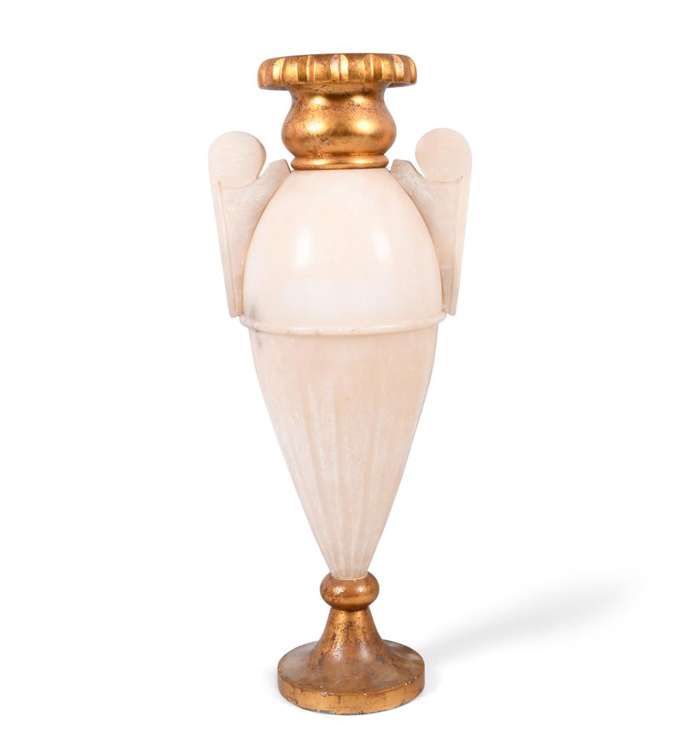 ART DECO ALABASTER AND GILTWOOD URN