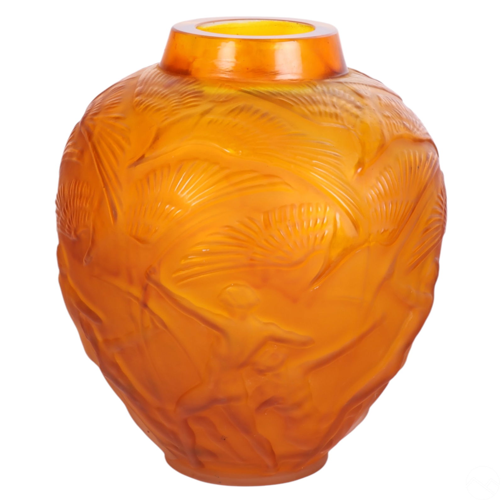 ART DECO AMBER GLASS ARCHERS VASE