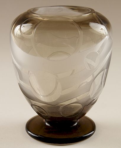 ART DECO ART GLASS VASE MARKED
