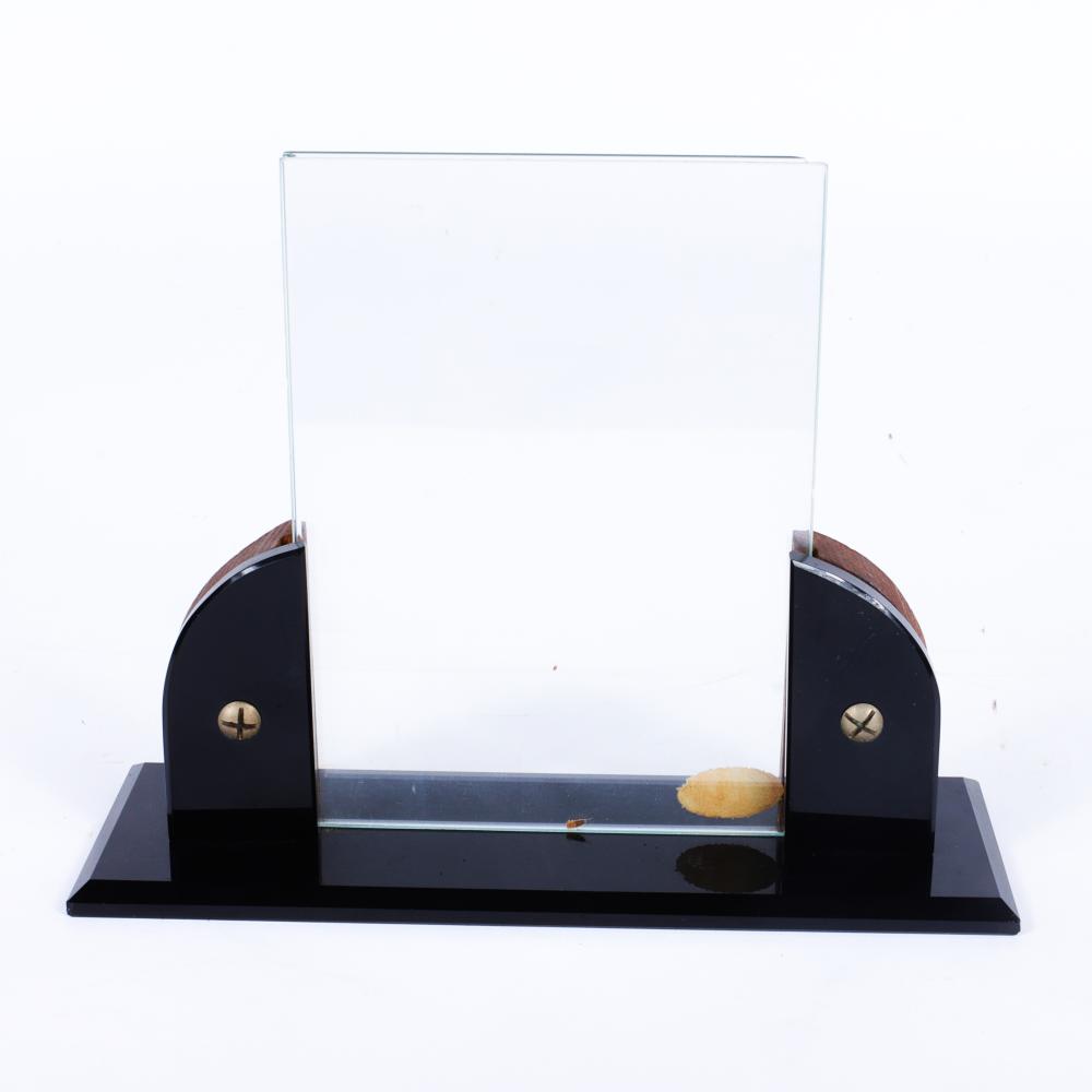 ART DECO BLACK GLASS AND WOOD 5X7