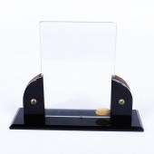 ART DECO BLACK GLASS AND WOOD