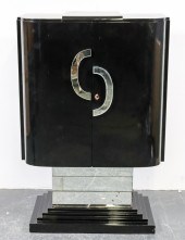 ART DECO BLACK LACQUER BAR CAB