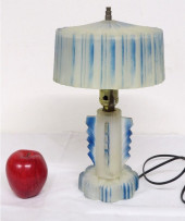ART DECO BLUE SATIN FROSTED SK
