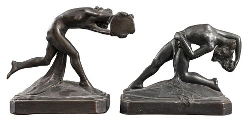 ART DECO BOOKEND SCULPTURES OF