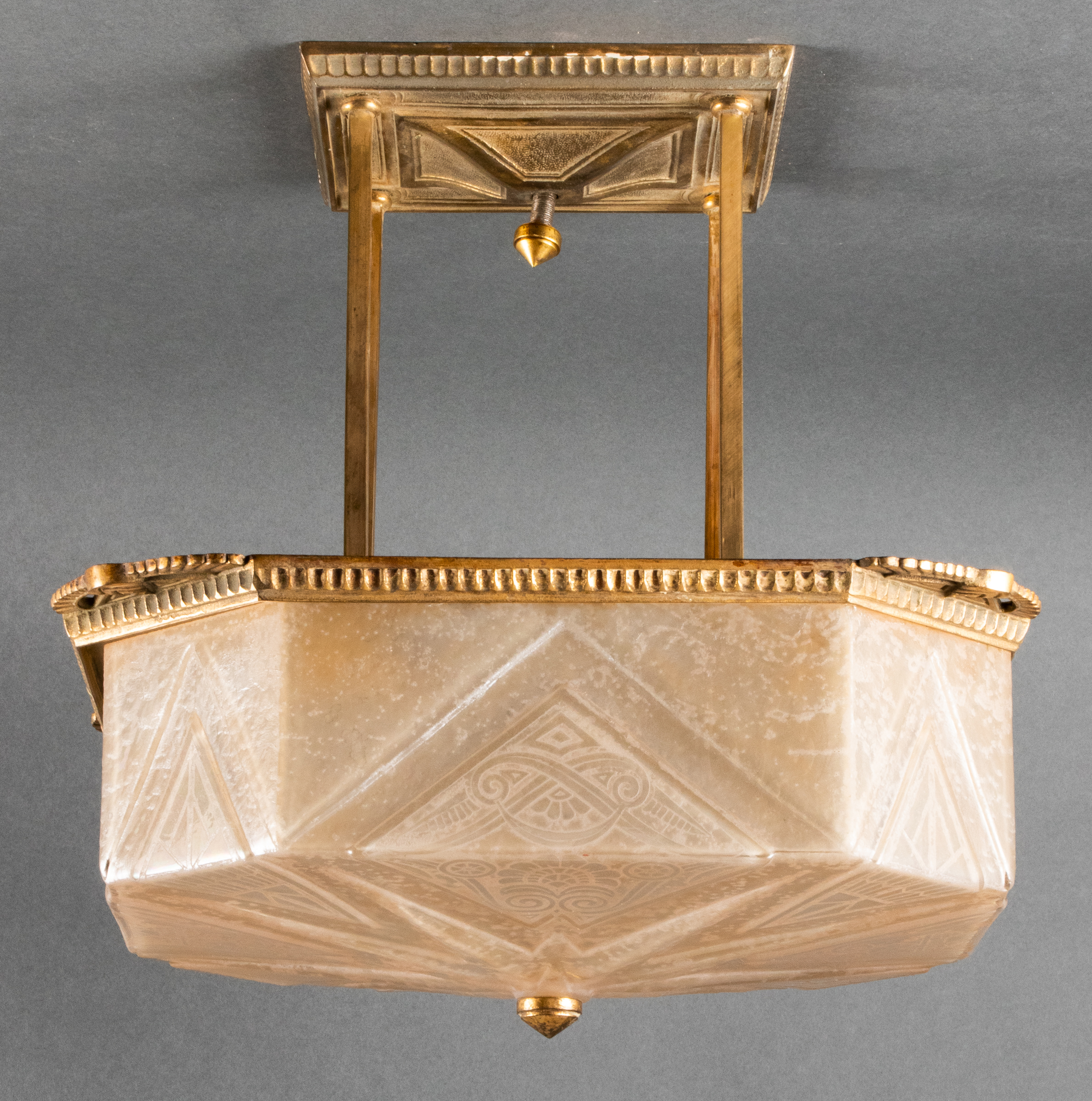 ART DECO BRASS & GLASS CEILING