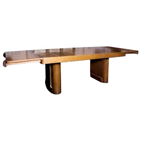 Art Deco Brass Inlaid Oak Dining
