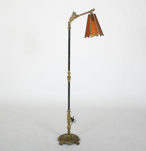Art Deco bridge arm floor lamp with