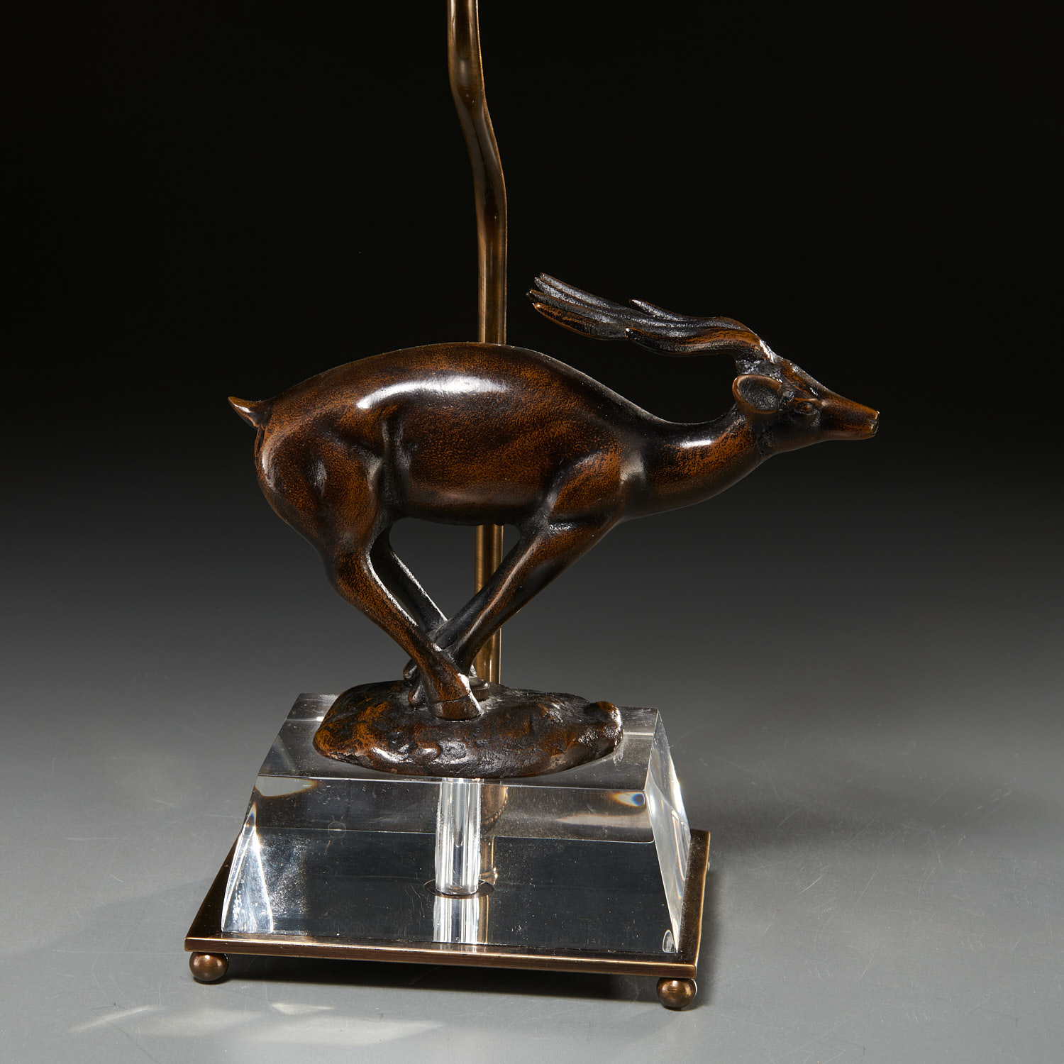 ART DECO BRONZE AND GLASS RUNNING