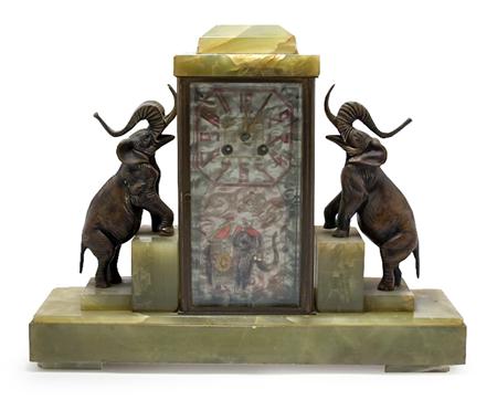 Art Deco Bronze and Green Onyx
