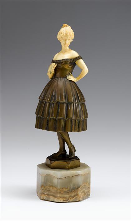 Art Deco bronze and ivory figure