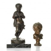 ART DECO BRONZE BUST AND STATU