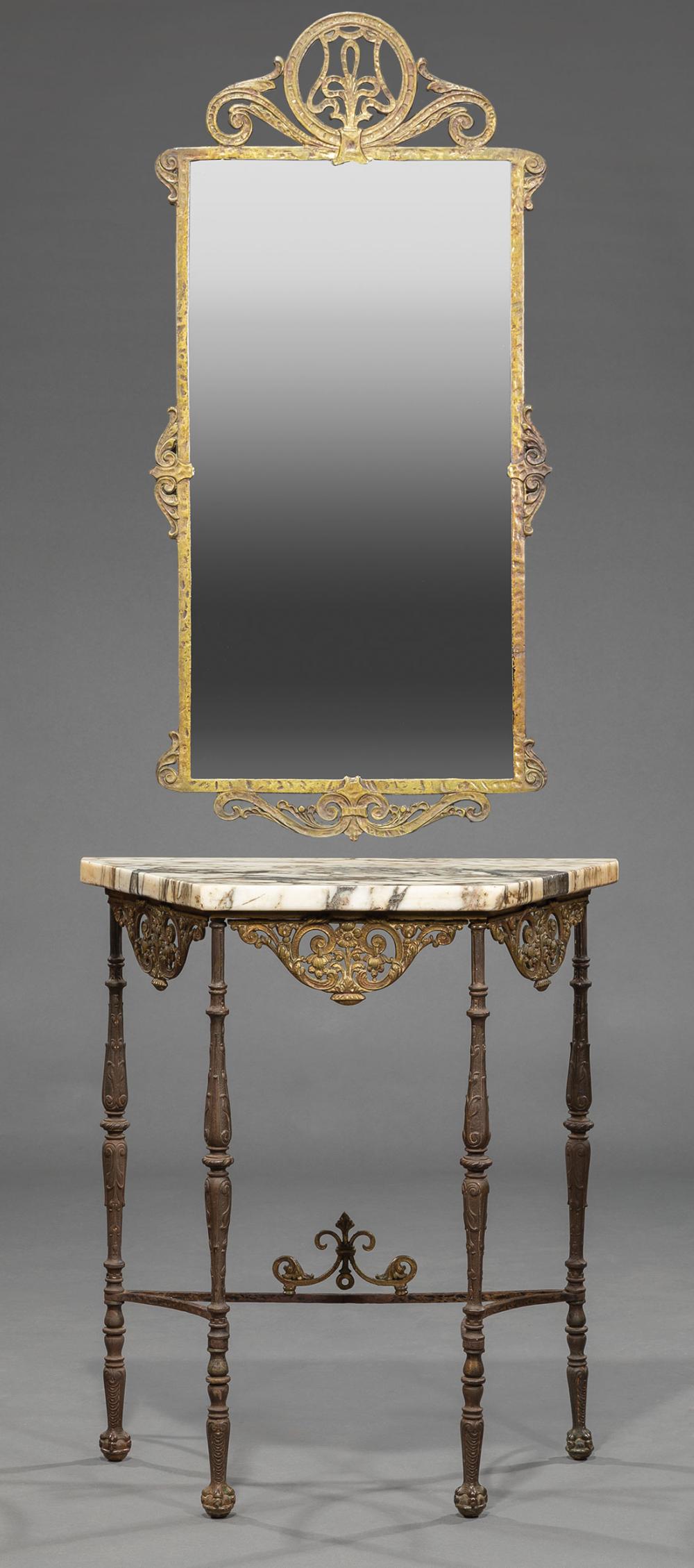 ART DECO BRONZE CONSOLE AND