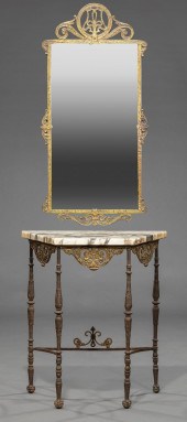 ART DECO BRONZE CONSOLE AND MI