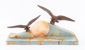 ART DECO BRONZE EAGLES & ONYX