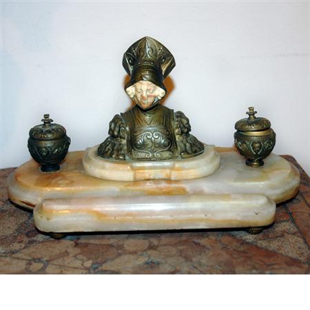 Art Deco Bronze, Ivory and Onyx