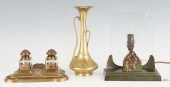 ART DECO BRONZE LAMP & INKWELL