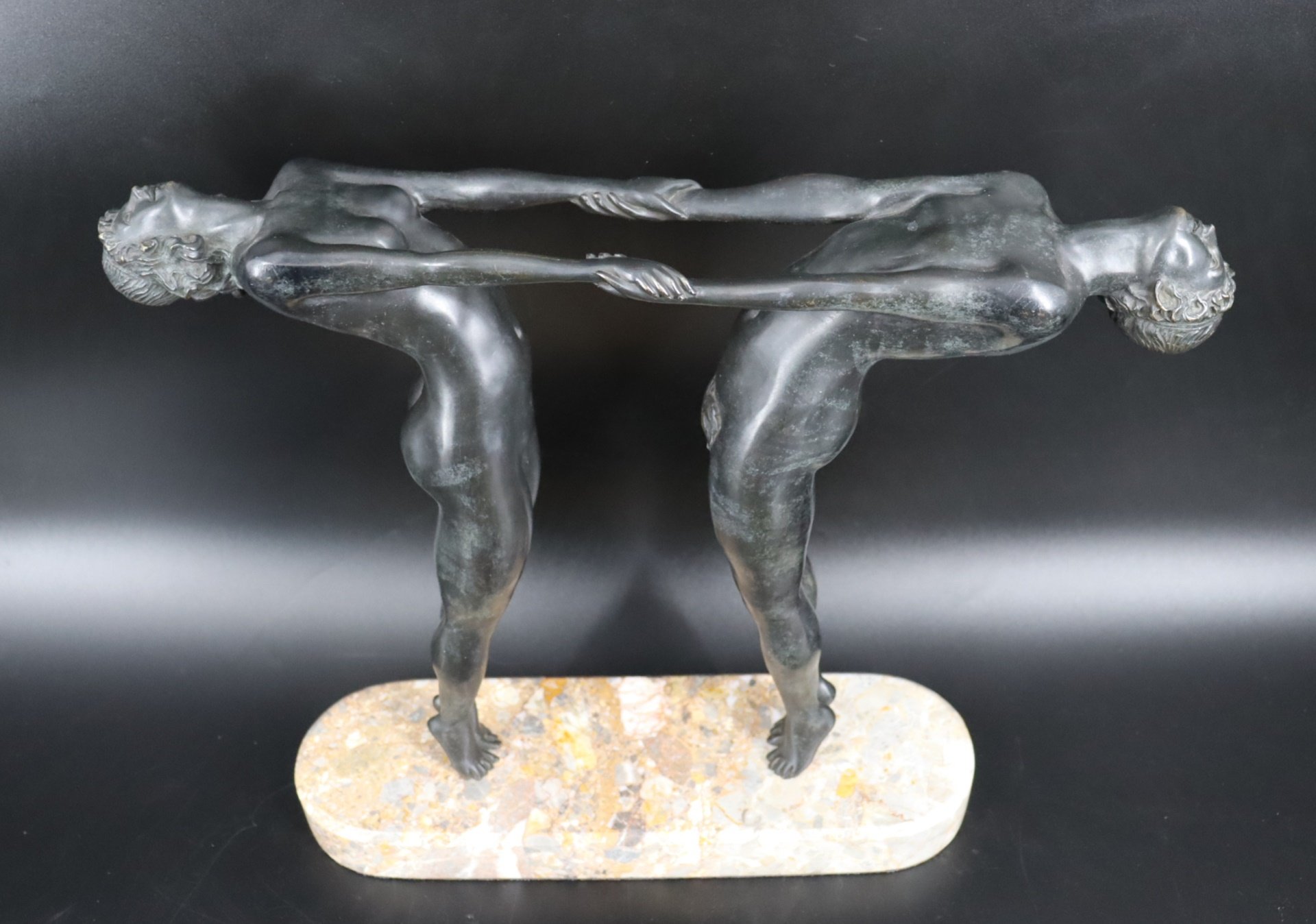 ART DECO BRONZE SCULPTURE ON MARBLE