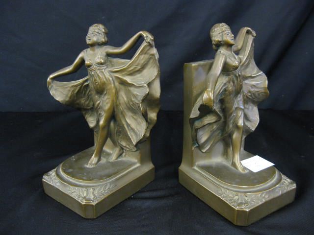 Art Deco Bronzed Figural Bookendsof