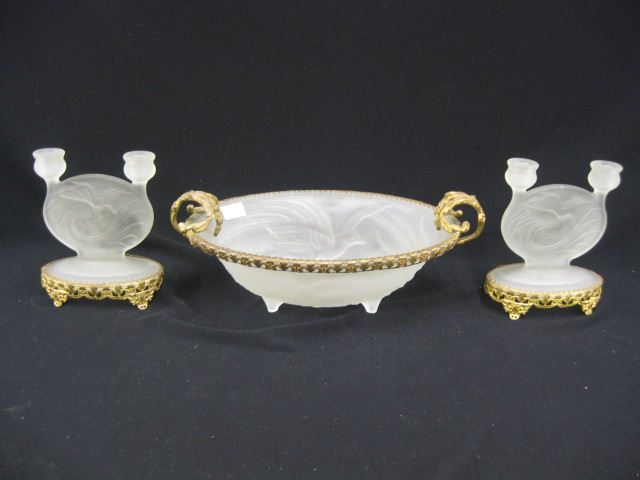 Art Deco Bronzed & Satin Glass