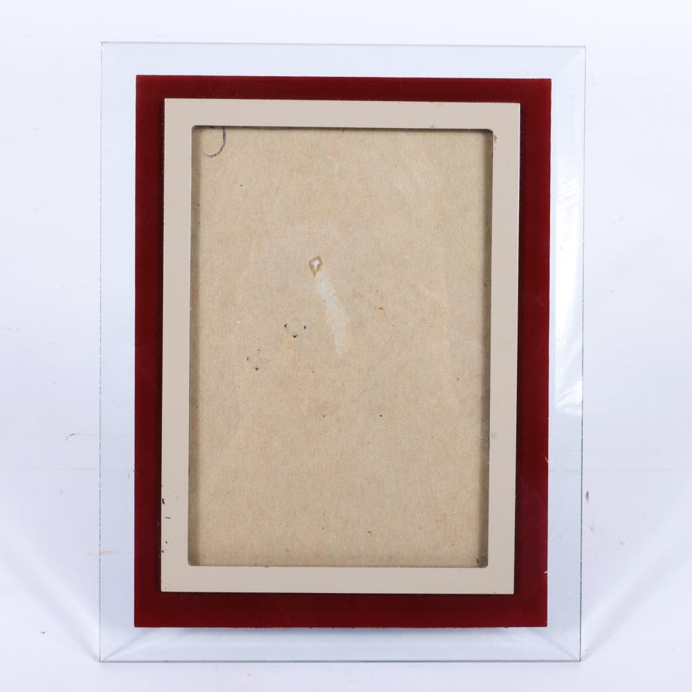 ART DECO BURGUNDY ACRYLIC, GLASS,