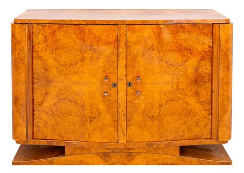 ART DECO BURL MAPLE CABINET,