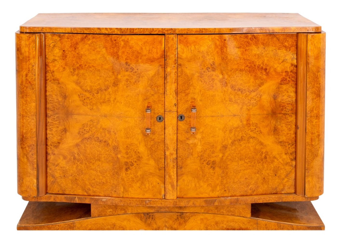 ART DECO BURL MAPLE CABINET,