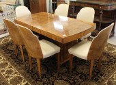 ART DECO BURL WALNUT DINING TA