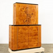 ART DECO BURL WOOD INLAID BAR