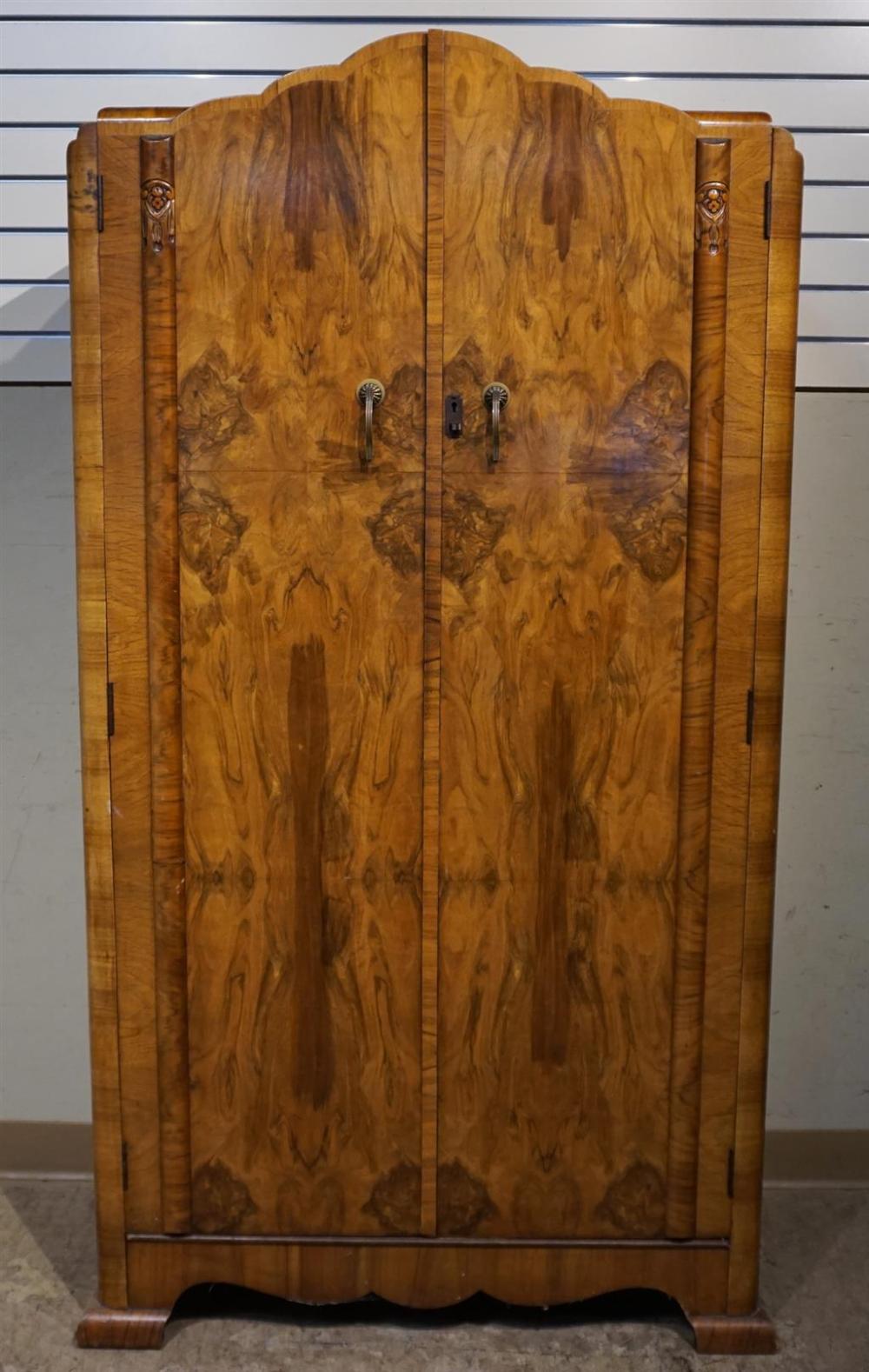 ART DECO BURLWOOD ARMOIRE, H: 66,