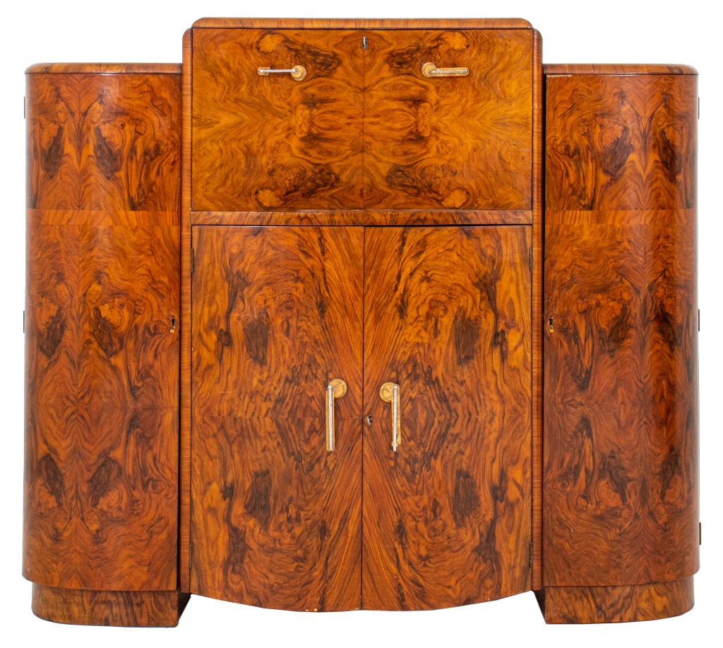 ART DECO BURLWOOD VENEER BAR, CIRCA