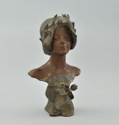 Art Deco Bust of a Girl Spelte