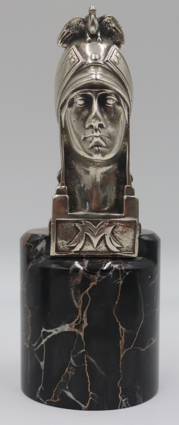 ART DECO CAR MASCOT OF A HELMETED