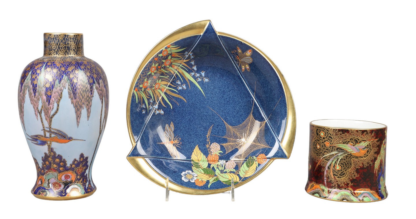 Art Deco Carlton Ware vase, dish