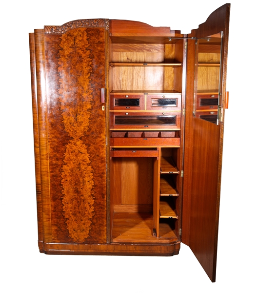 Art Deco carved wood armoire;