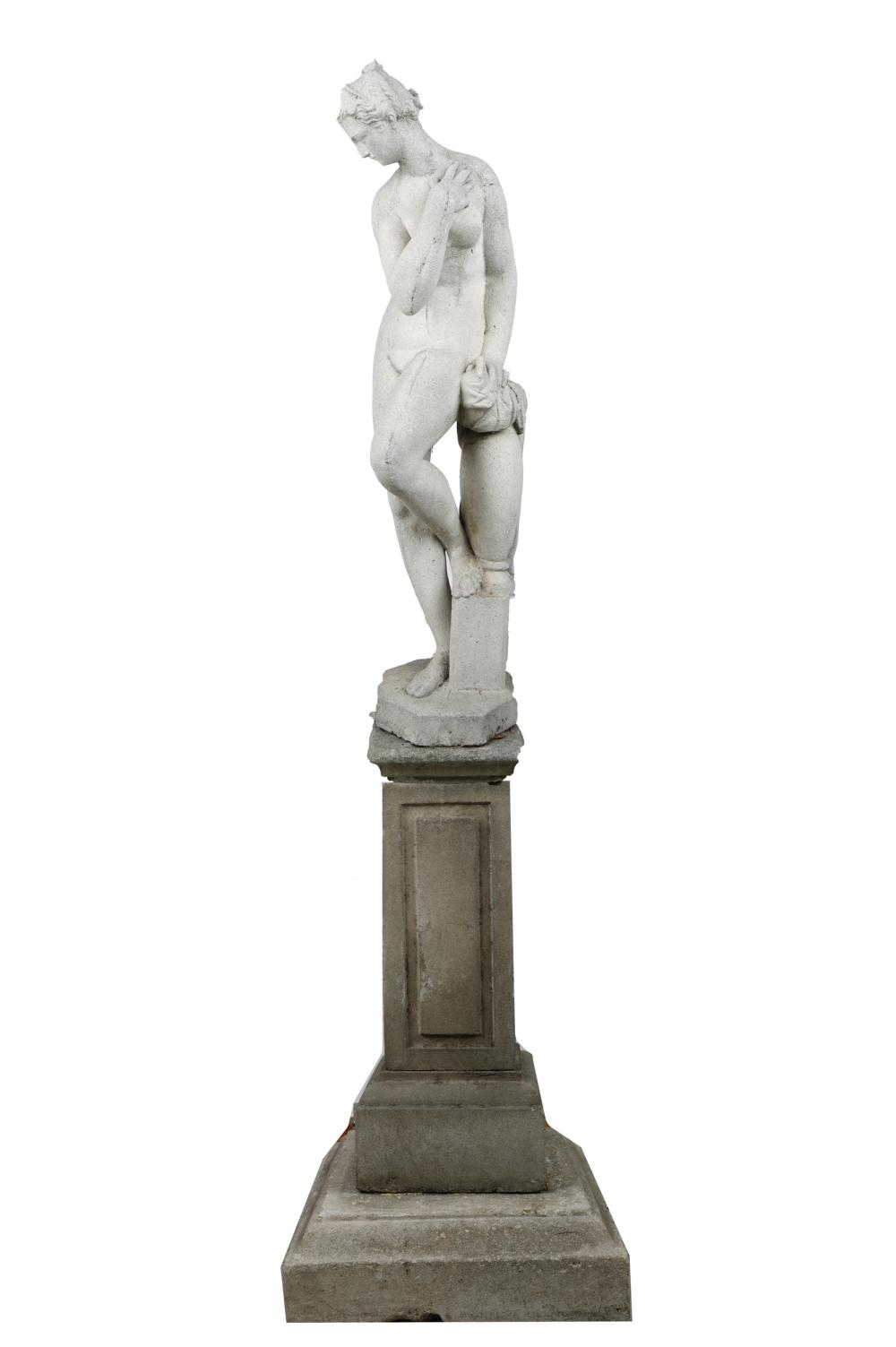 ART DECO CAST CEMENT STATUE OF A