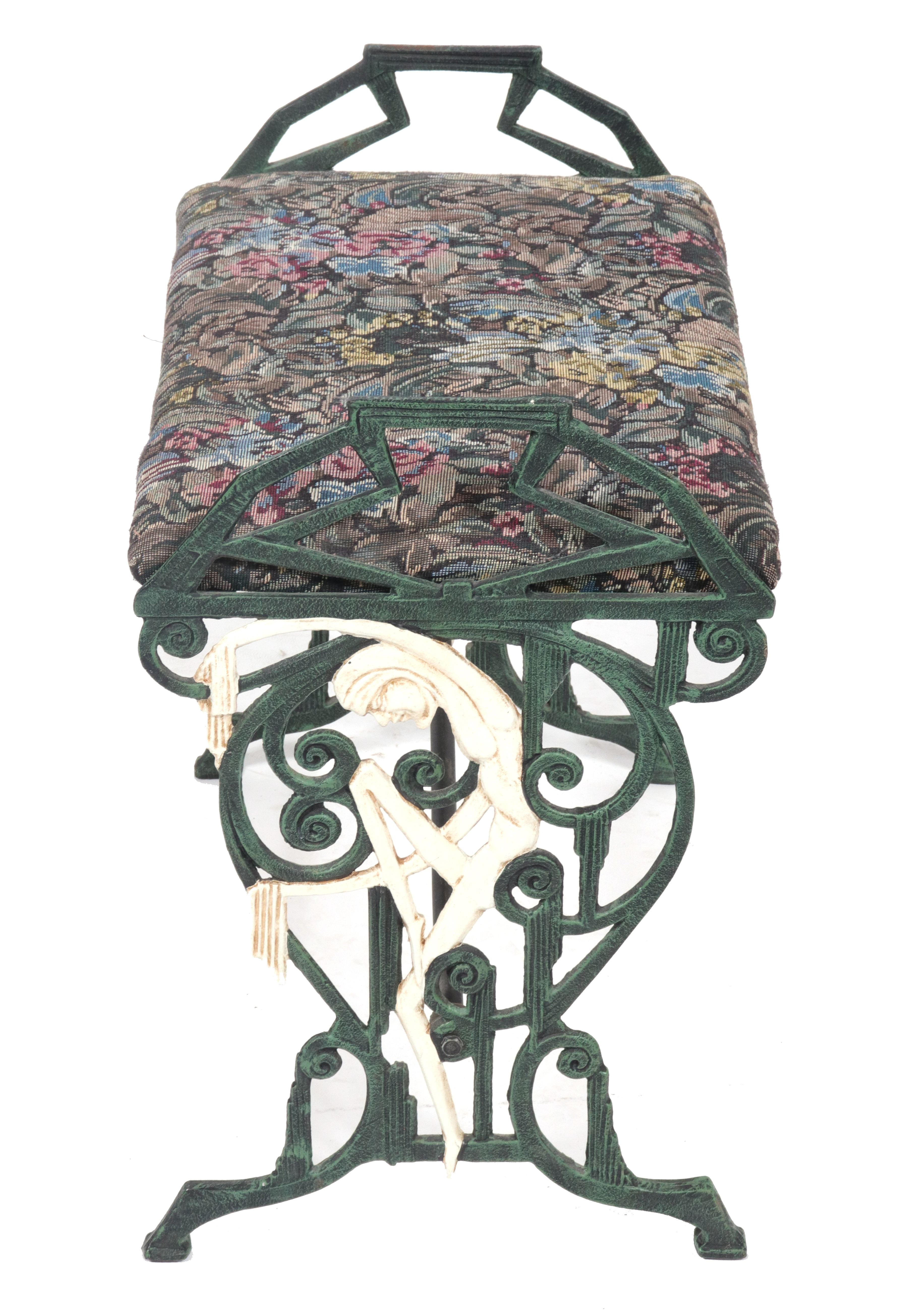 ART DECO CAST IRON VANITY BENCH W