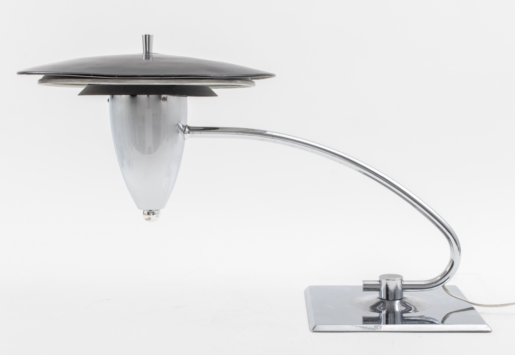 ART DECO CHROME & BLACK ENAMELED