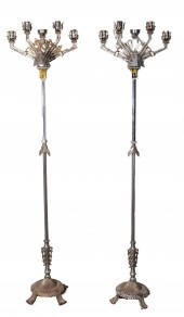 ART DECO CHROMED CANDELABRA FL