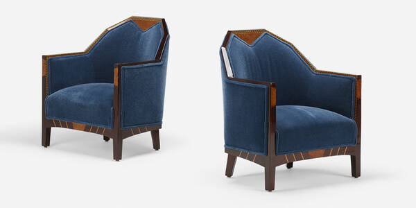 Art Deco. Club chairs, pair. c.